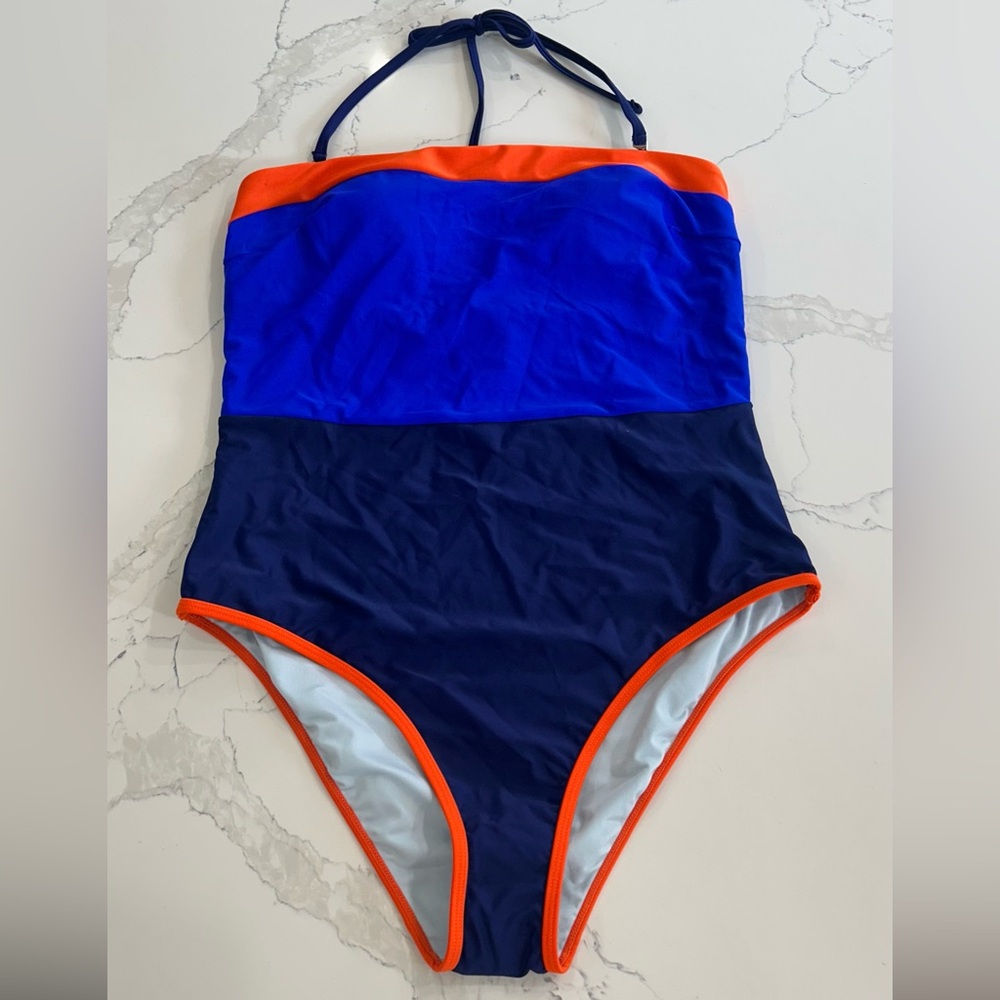 Cupshe Blue and Orange One Piece Swimsuit Sporty Design